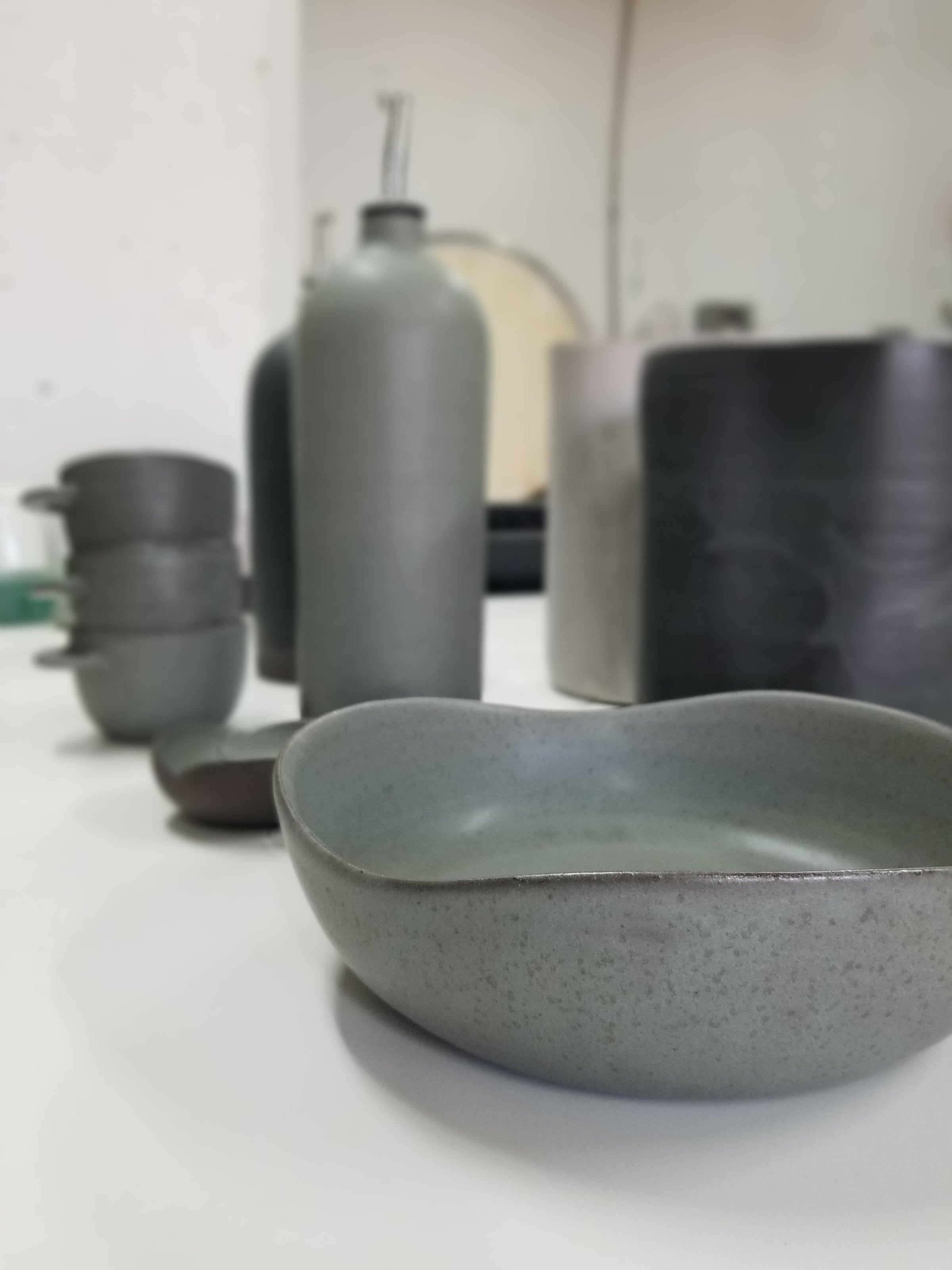 Lot De 4 Grands Bols à Pâtes En Céramique 9,75 Pouces - Grès 38 Oz, Blanc Mat, Forme Irrégulière